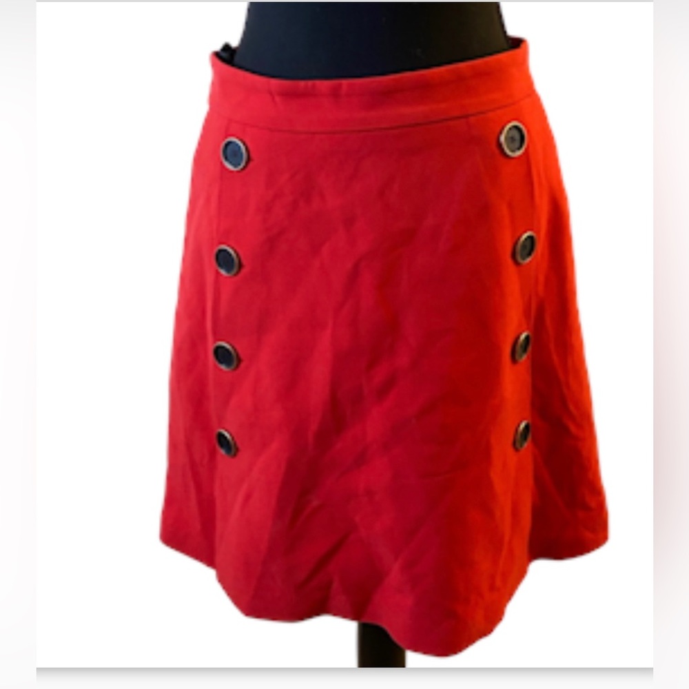 catherine malandrino red ‎ skirt with buttons